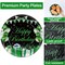 200PCS Green and Black Silver Party Tableware Set Confetti Sprinkles Green Birthday Plates Napkins Forks Table Decors for Men Women, 50 Guests